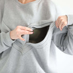 Isabella Oversized Nursing & Pregnancy Sweatshirt (Heather Gray) | Milk & Baby