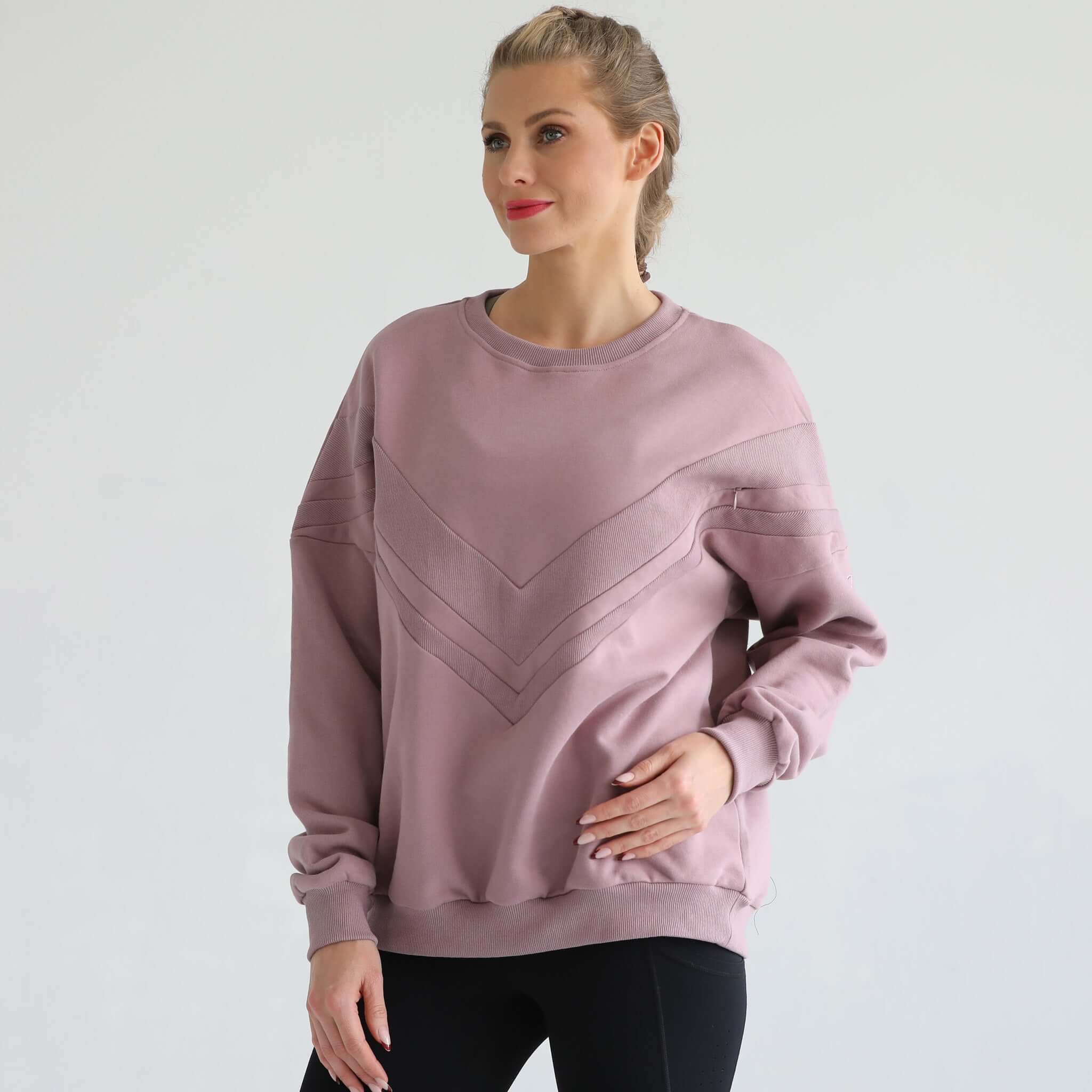 Isabella Oversized Nursing & Pregnancy Sweatshirt (Lavender Smoke) | Milk & Baby