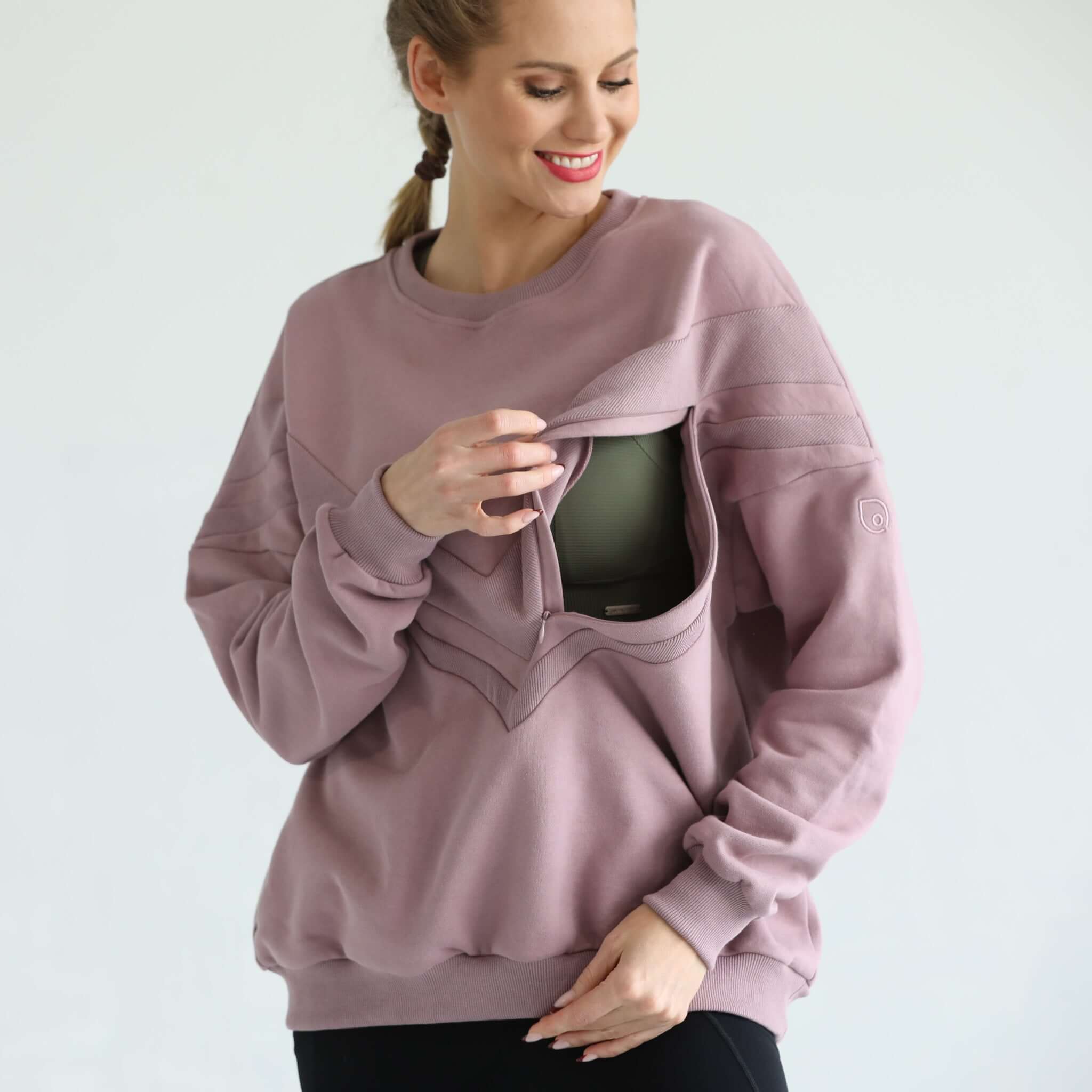 Isabella Oversized Nursing & Pregnancy Sweatshirt (Lavender Smoke) | Milk & Baby