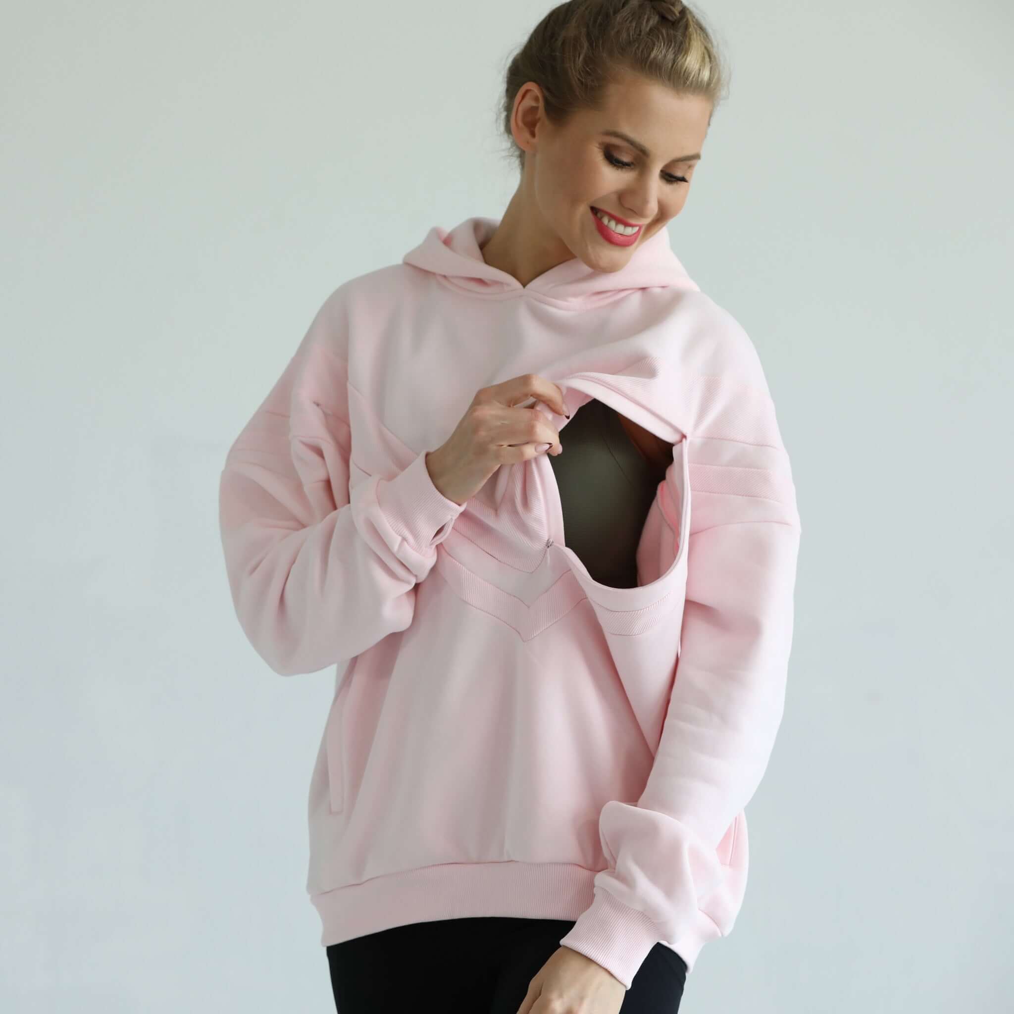 Isabella Ultra Soft Oversized Nursing & Pregnancy Hoodie (Pedal Blush) | Milk & Baby
