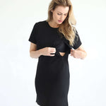 Isla Nursing T-Shirt Dress | Noir | Milk & Baby