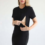 Isla Nursing T-Shirt Dress | Noir | Milk & Baby