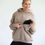 Isabella Ultra Soft Oversized Nursing & Pregnancy Hoodie (Taupe) | Milk & Baby