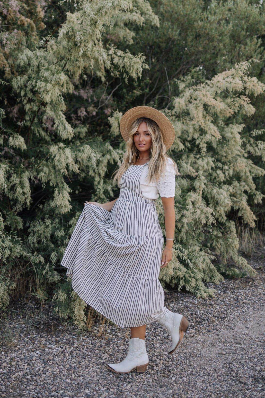 Elizabeth Overall Dress in Ivory Charcoal | Milk & Baby
