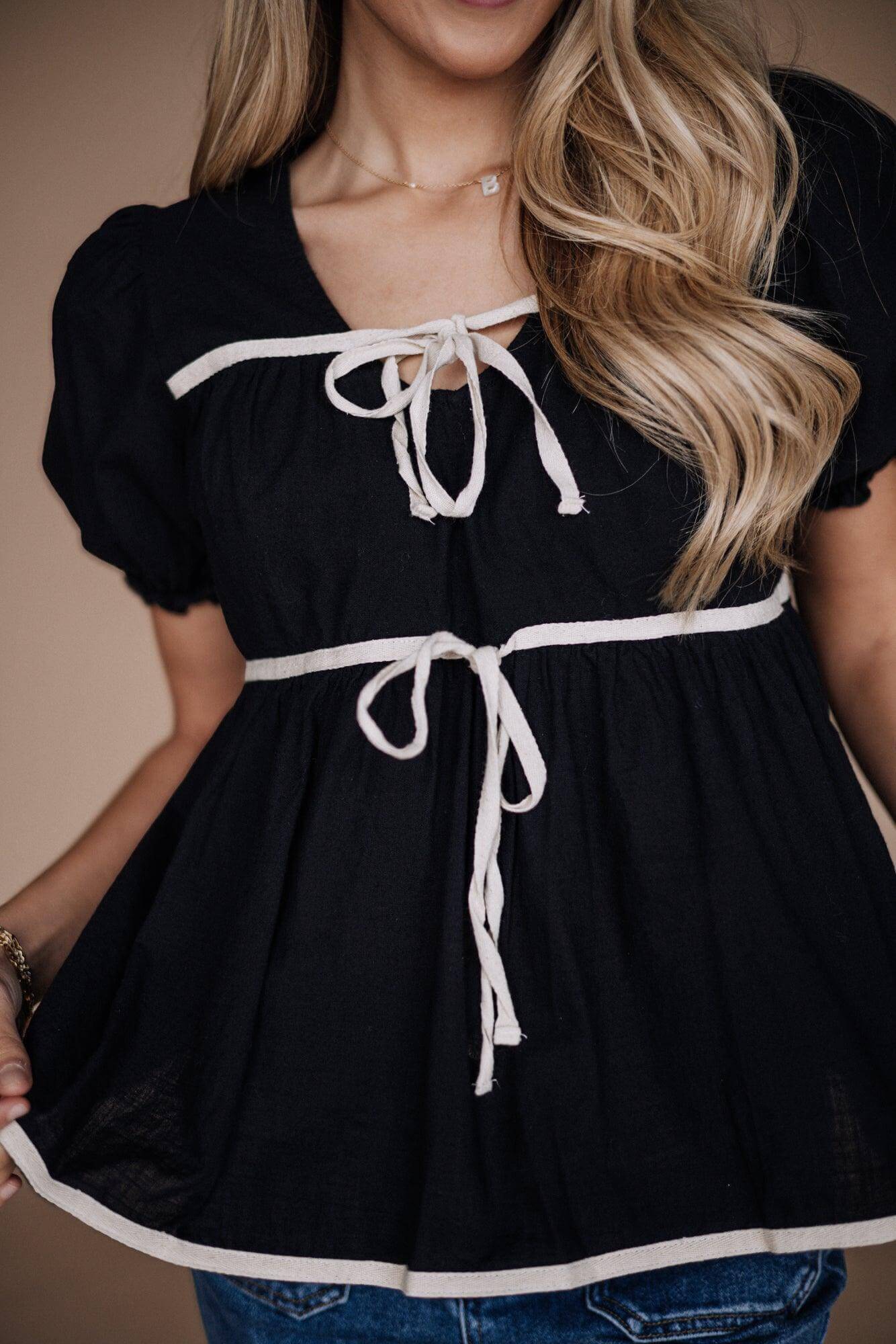 Winny Tie Top in Black | Milk & Baby