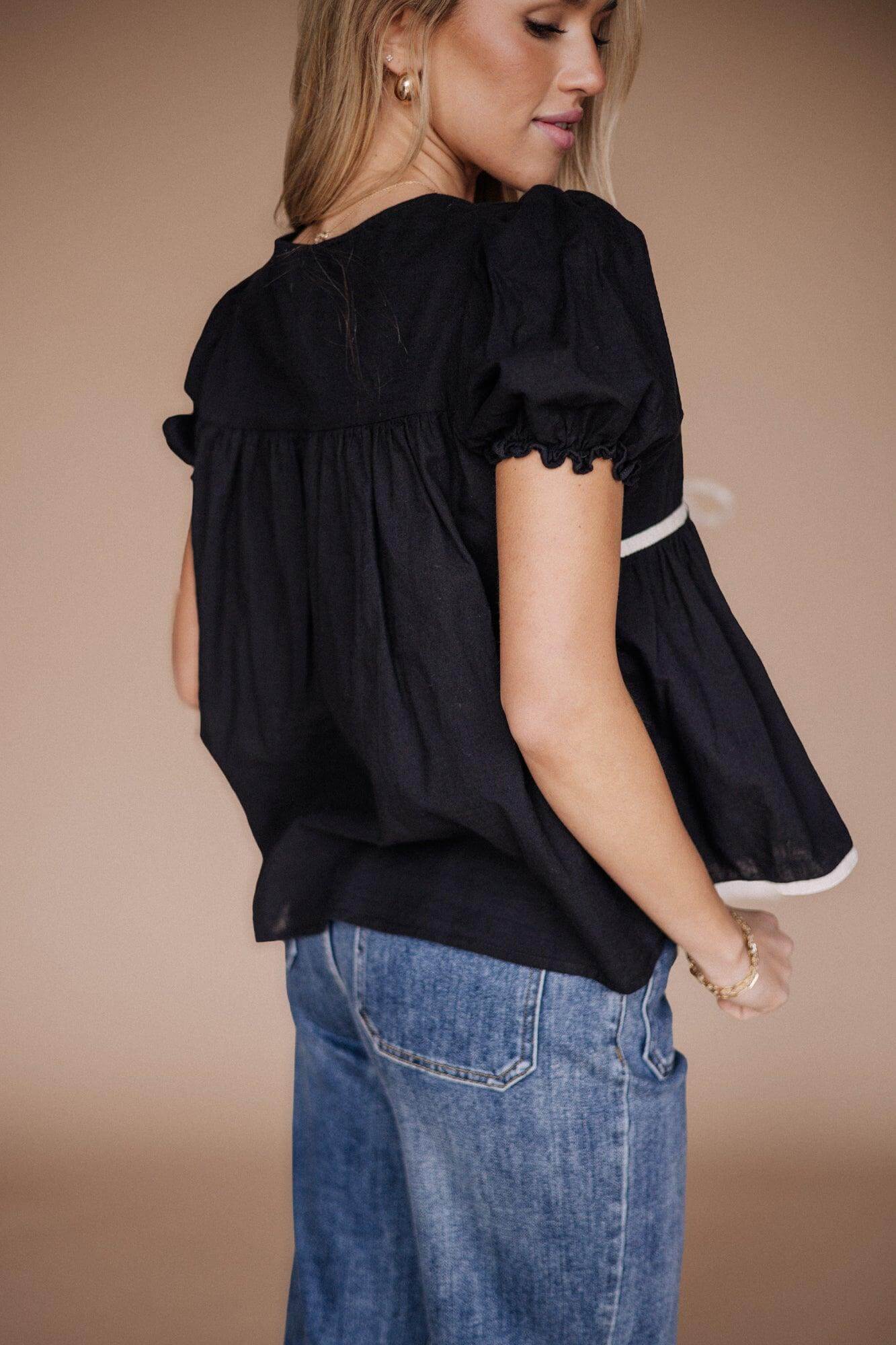 Winny Tie Top in Black | Milk & Baby