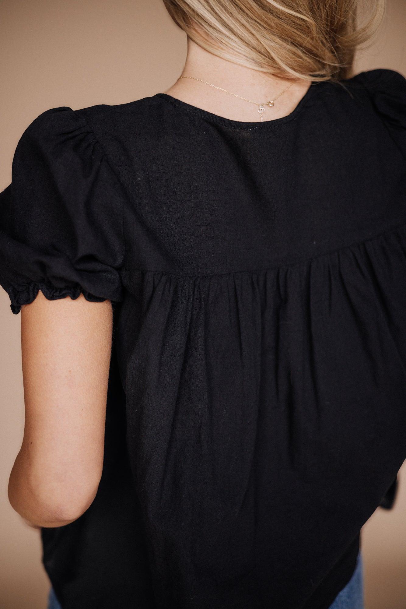 Winny Tie Top in Black | Milk & Baby