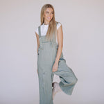 Frankie Denim Overalls in Sage | Milk & Baby