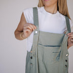Frankie Denim Overalls in Sage | Milk & Baby
