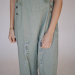 Frankie Denim Overalls in Sage | Milk & Baby
