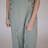 Frankie Denim Overalls in Sage | Milk & Baby