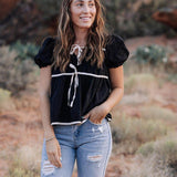 Winny Tie Top in Black | Milk & Baby