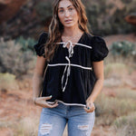 Winny Tie Top in Black | Milk & Baby