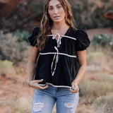 Winny Tie Top in Black | Milk & Baby