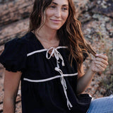 Winny Tie Top in Black | Milk & Baby