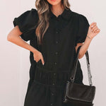 Cassidy Button Down Puff Sleeve Dress | Milk & Baby
