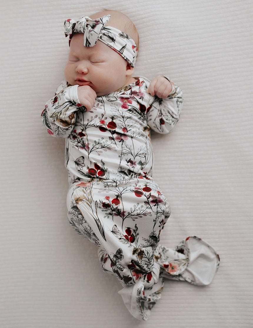 Floral Knotted Gown Set | Milk & Baby
