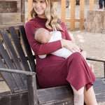 2 in 1 Nursing and Maternity Knit Midi Dress Milk & Baby