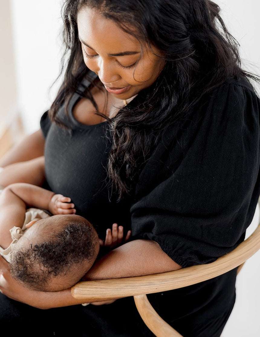 Tiered Breastfeeding Dress | Black | Milk & Baby