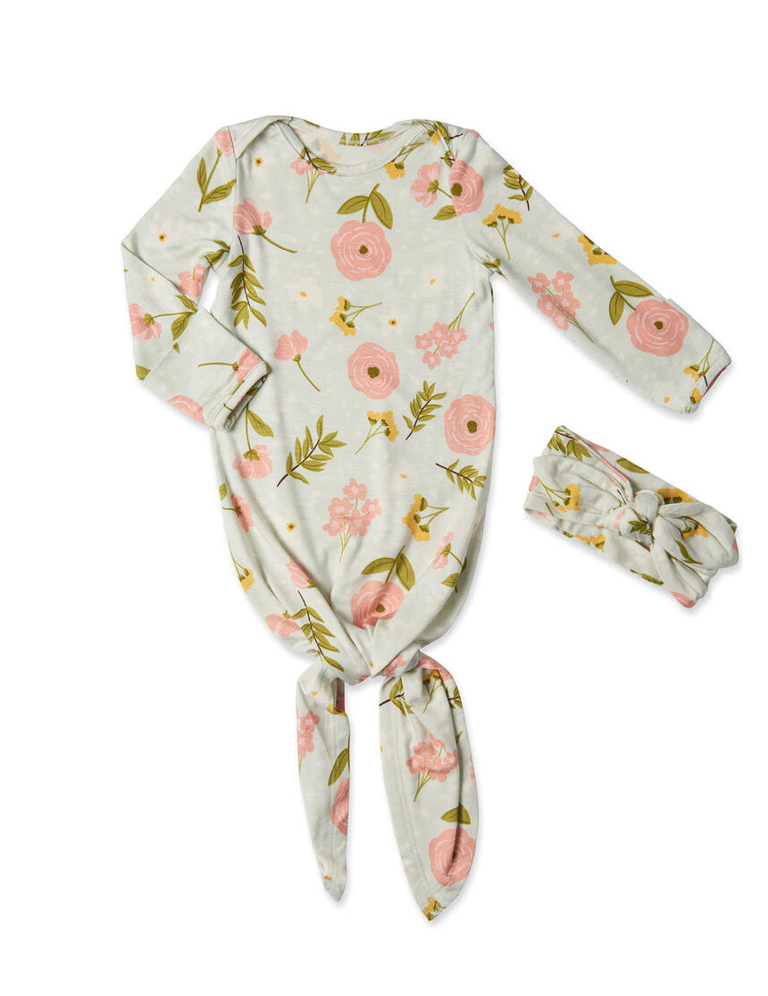Carnation | Knotted Baby Gown Set - Milk & Baby