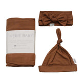 Rust Bamboo Swaddle  Hat OR Head Wrap Set