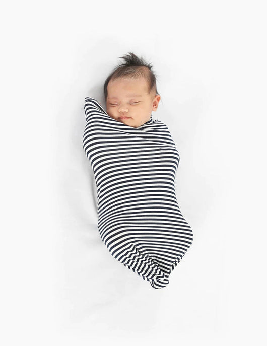 Mama Hospital Nightie with Baby Pouch | Navy Stripe Milk & Baby