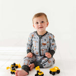 Mason | Bamboo One Piece Zip Pajama | . Mason Bamboo Convertible Romper Build a foundation for cozy comfort with our Mason Bamboo Convertible Romper! Made from luxuriously soft bamboo fabric, this romper is perfect for your little builder's downtime. The