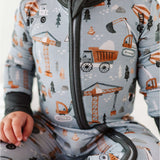 Mason | Bamboo One Piece Zip Pajama | . Mason Bamboo Convertible Romper Build a foundation for cozy comfort with our Mason Bamboo Convertible Romper! Made from luxuriously soft bamboo fabric, this romper is perfect for your little builder's downtime. The