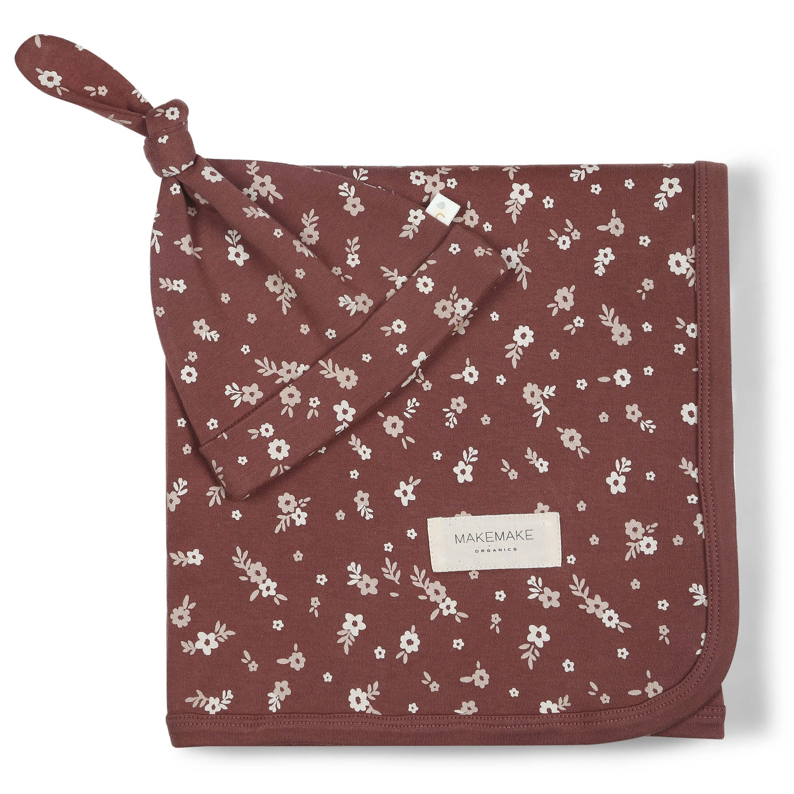Organic Swaddle Blanket & Hat | Winter Bloom | Milk & Baby