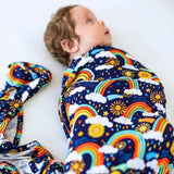 The Forever Swaddle Blanket | Here Comes the Sunshine (Blue) | Milk & Baby