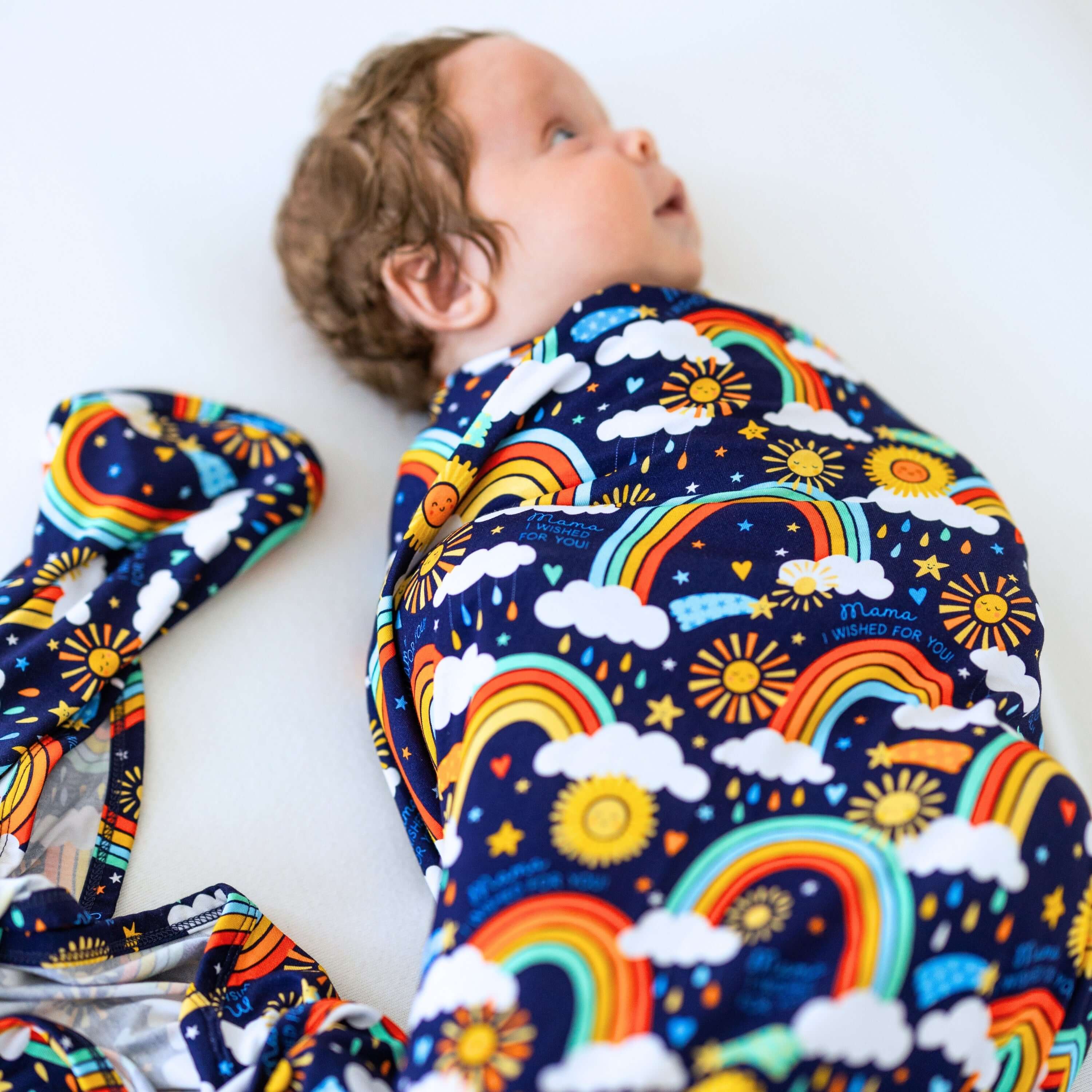 The Forever Swaddle Blanket | Here Comes the Sunshine (Blue) | Milk & Baby