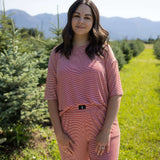 Peppermint Stripe Ribbed | Women's Boxy Tee Lounge Set