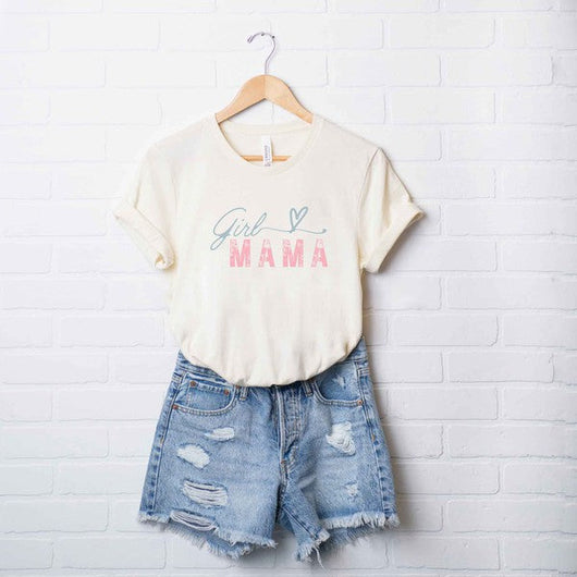 Girl Mama Heart Colorful Short Sleeve Graphic Tee Milk & Baby