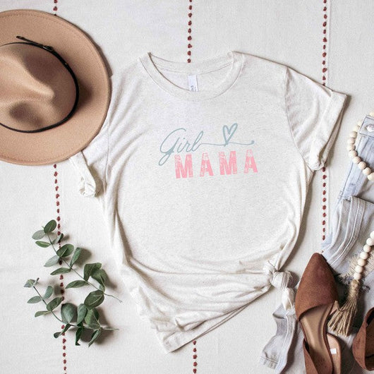 Girl Mama Heart Colorful Short Sleeve Graphic Tee Milk & Baby