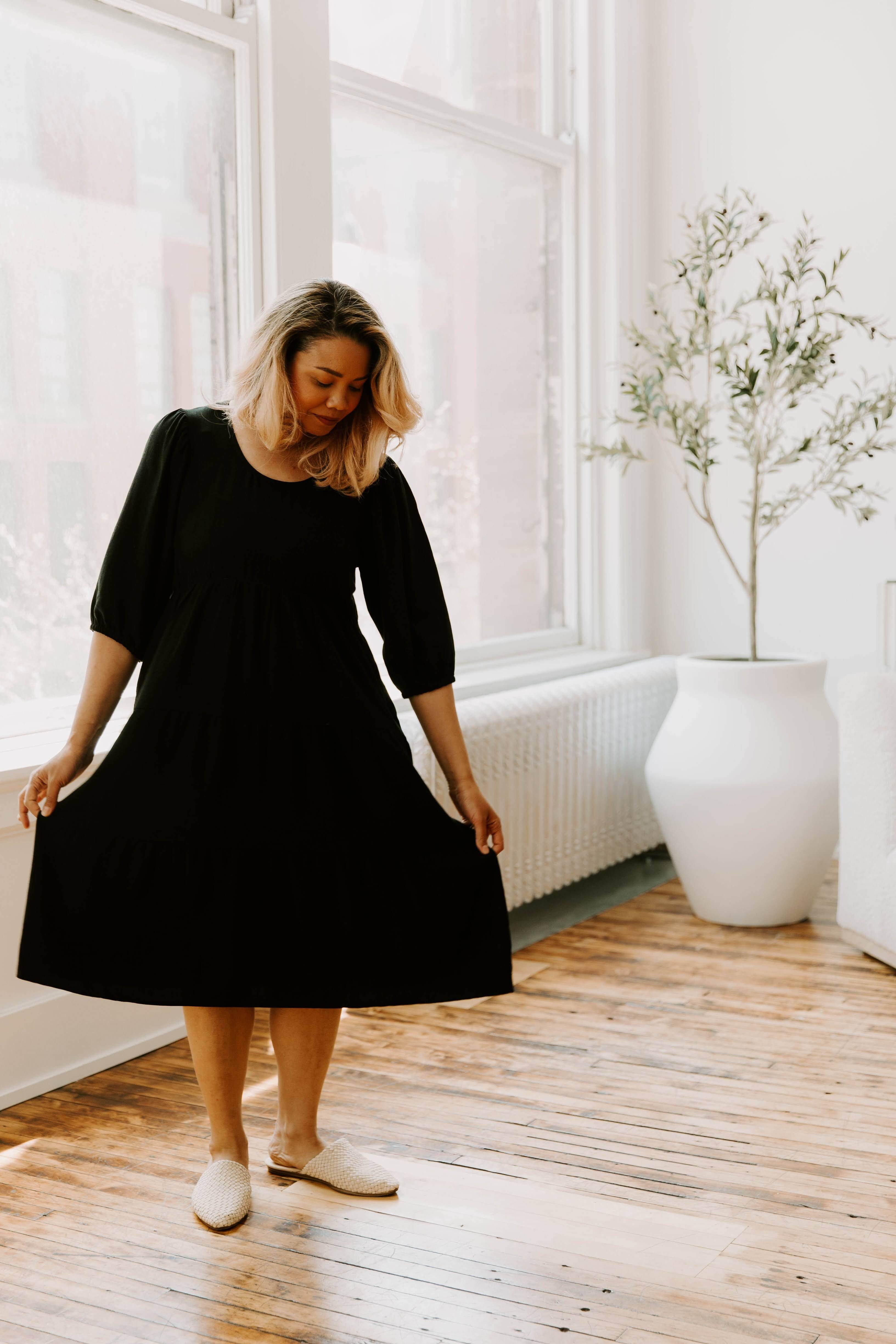 Black Breastfeeding Dress