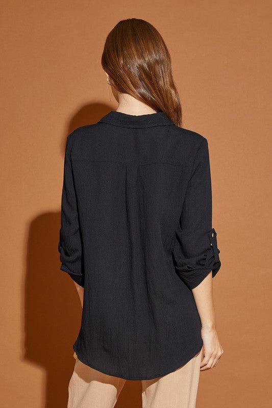 V Neck Button Down Henley Shirt | Milk & Baby