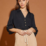 V Neck Button Down Henley Shirt | Milk & Baby