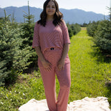 Peppermint Stripe Ribbed | Women's Boxy Tee Lounge Set