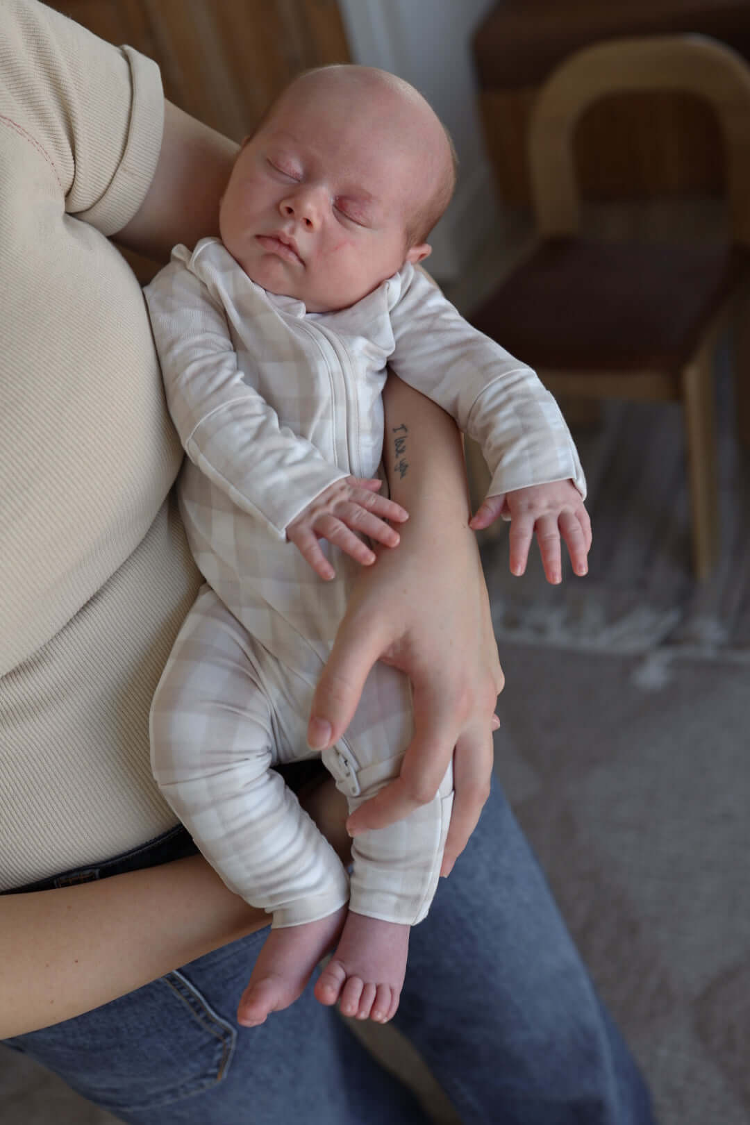 Gingham | Bamboo Zip Pajamas | Milk & Baby