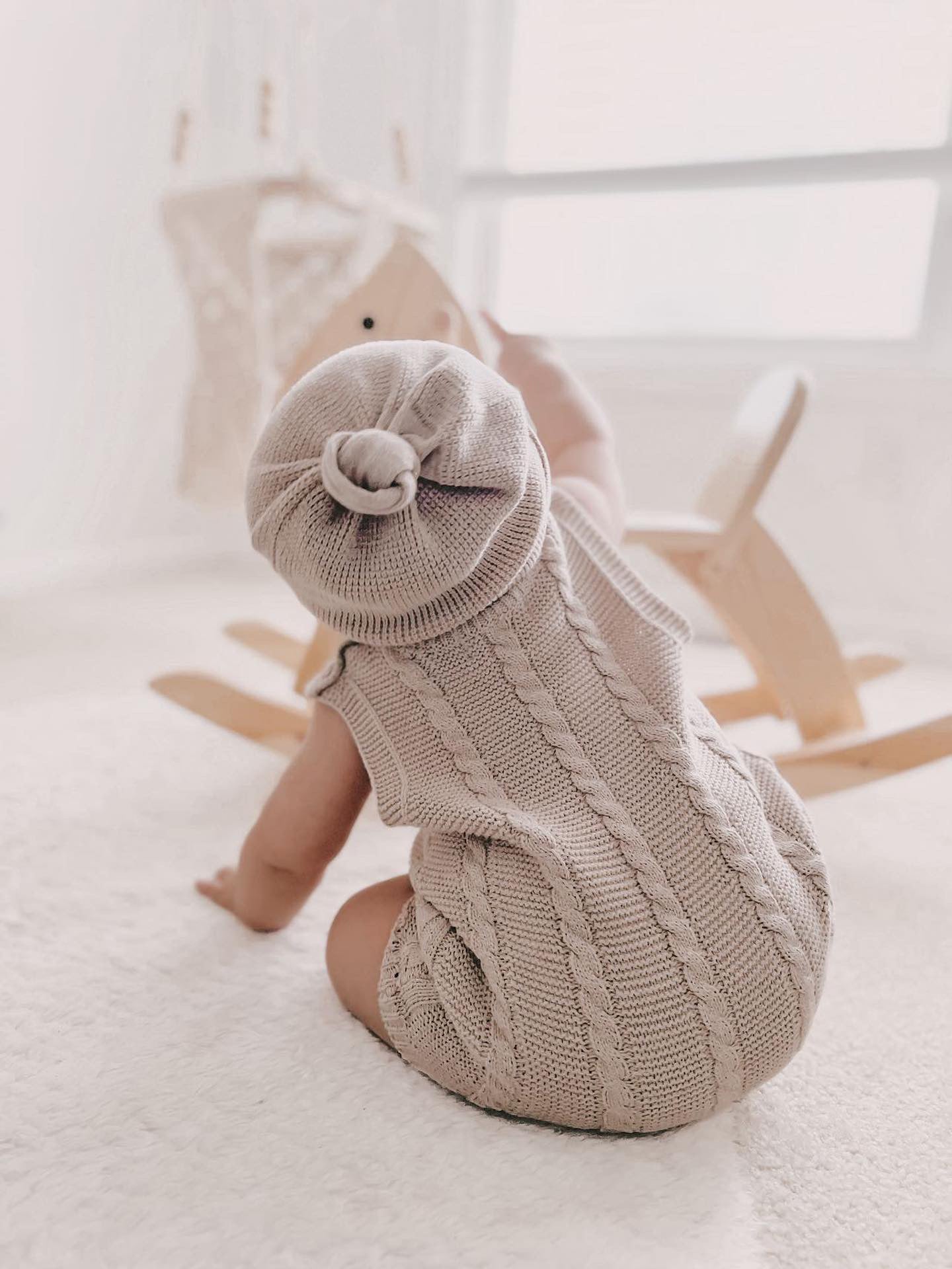 Luna + Luca Cable Knit Summer Romper - Heather Beige | Milk & Baby