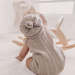 Luna + Luca Cable Knit Summer Romper | Heather Beige Milk & Baby