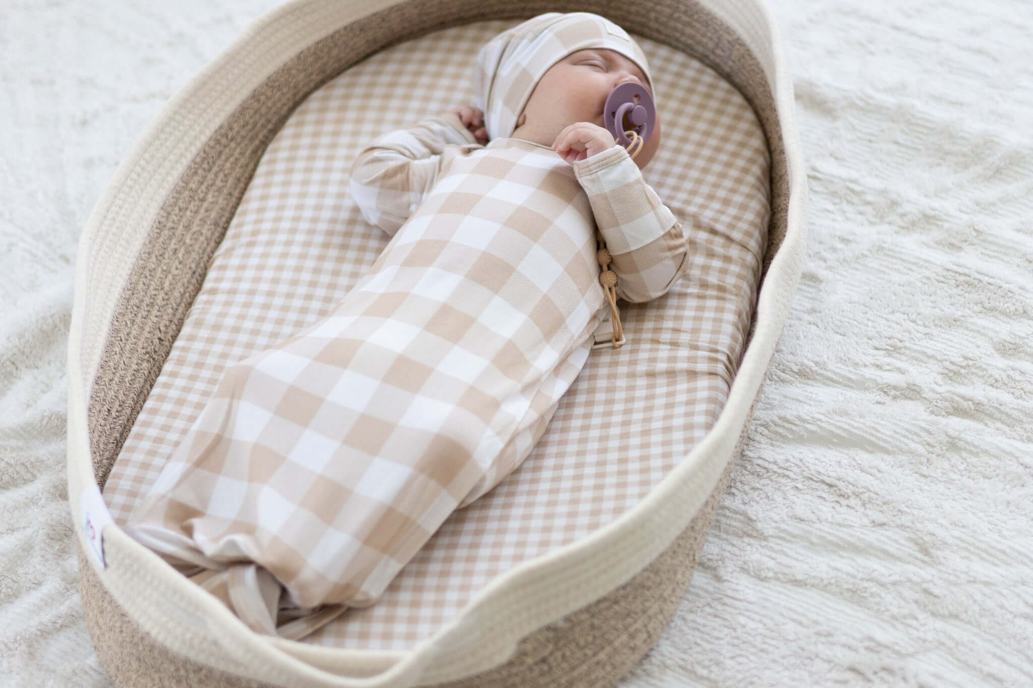 Sunday Picnic, Sand Knotted Gown Set | Milk & Baby