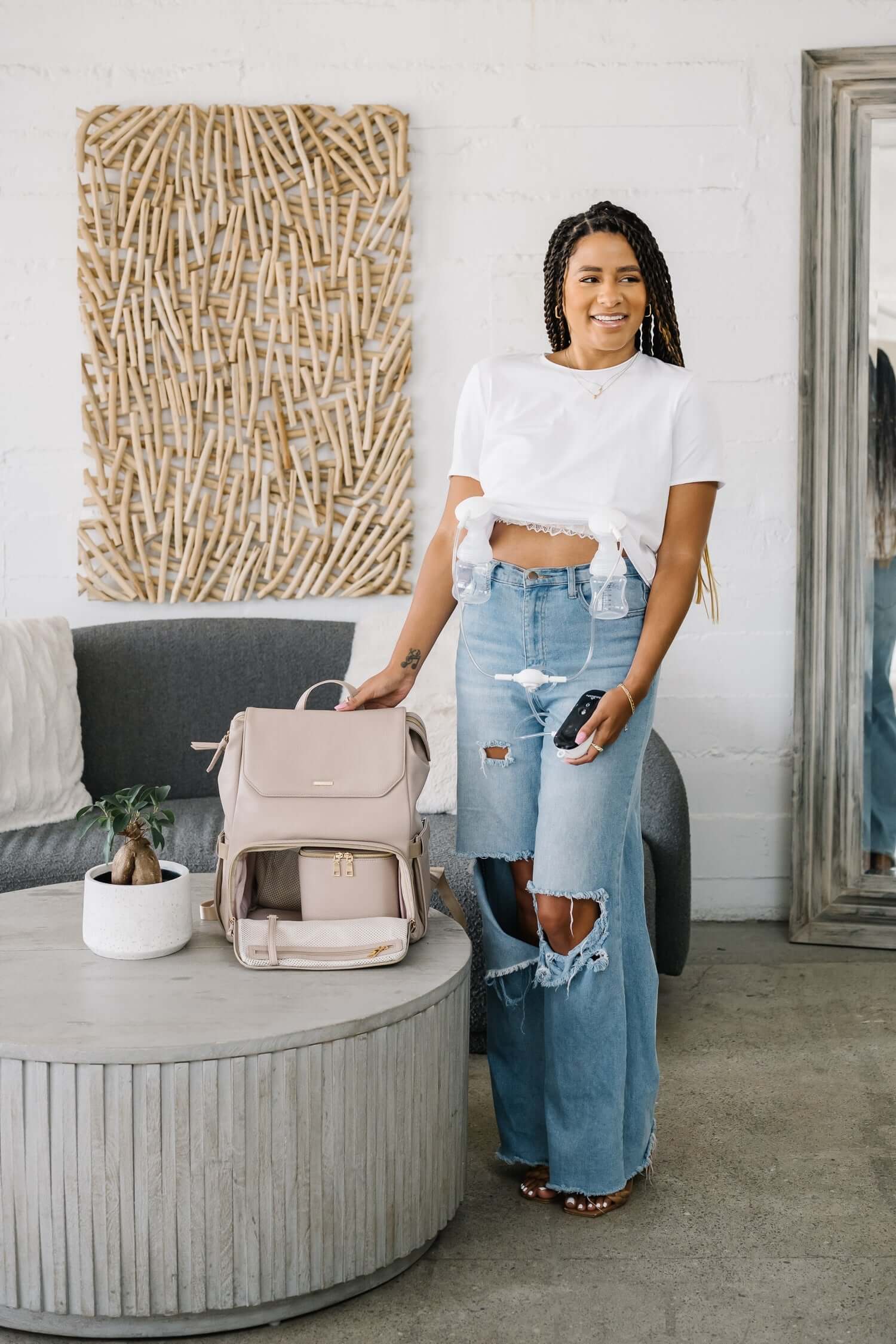 Radley Breast Pump Backpack - Stone | Milk & Baby