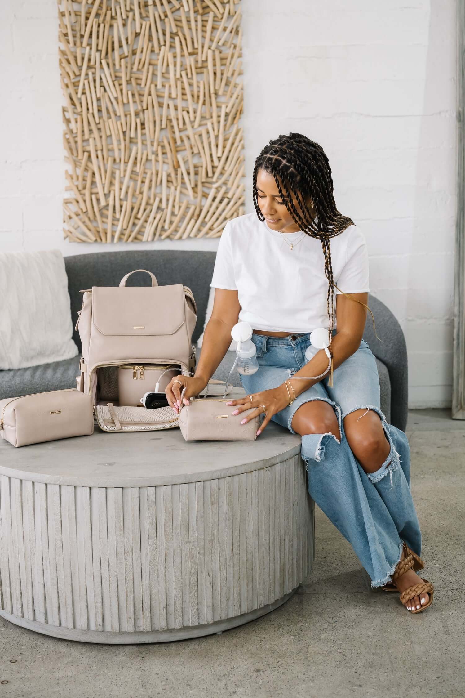 Radley Breast Pump Backpack - Stone | Milk & Baby