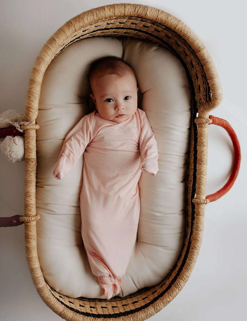 Heavenly Pink Knotted Gown & Bow Set | Milk & Baby