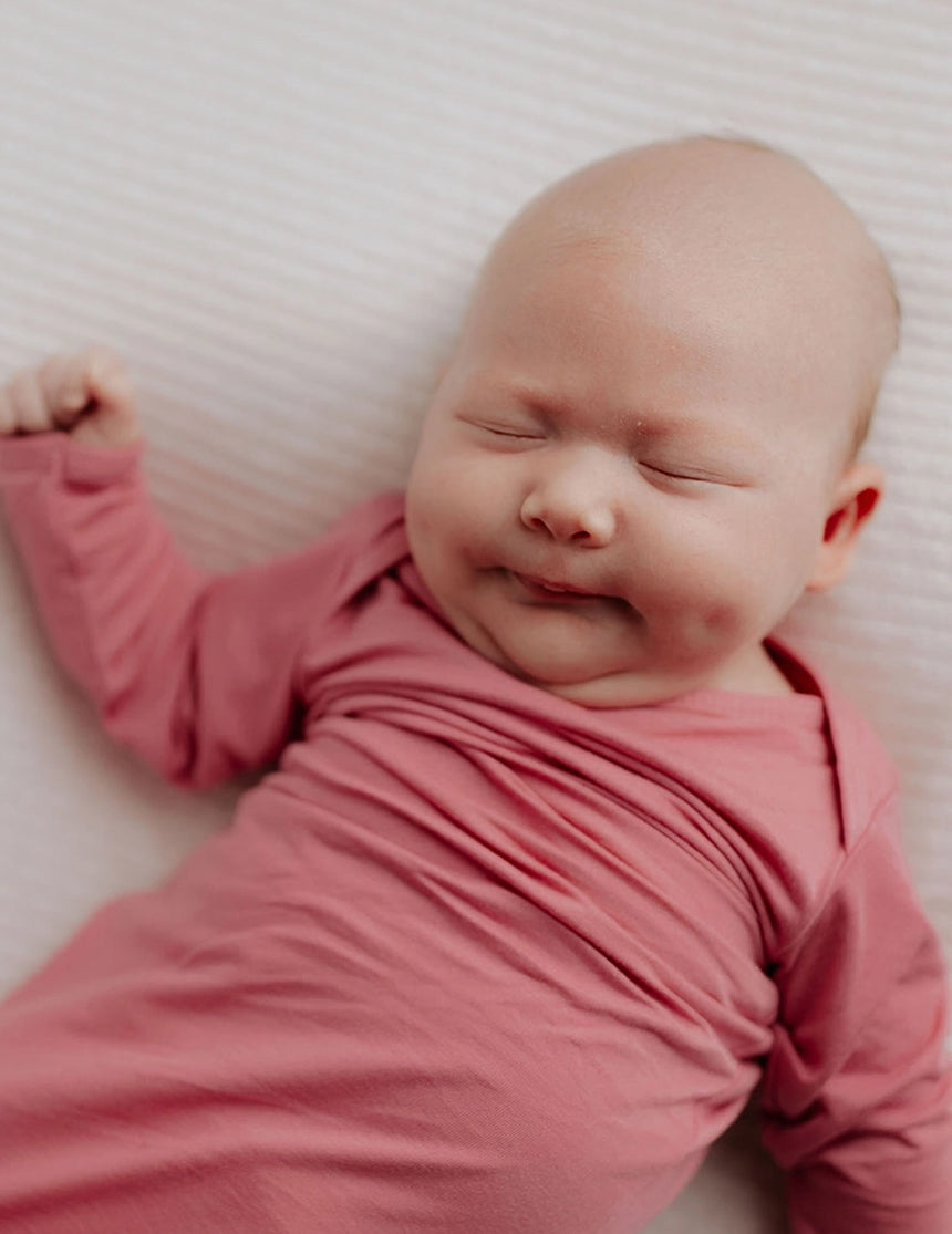 Rose Pink Newborn Knotted Gown Set | Milk & Baby