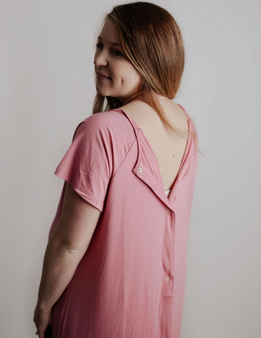 Rose Pink Labor & Delivery Gown | Milk & Baby
