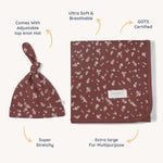 Organic Swaddle Blanket & Hat | Winter Bloom | Milk & Baby