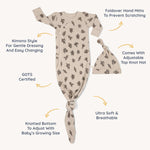 Posy | Organic Kimono Knotted Sleep Gown | Milk & Baby