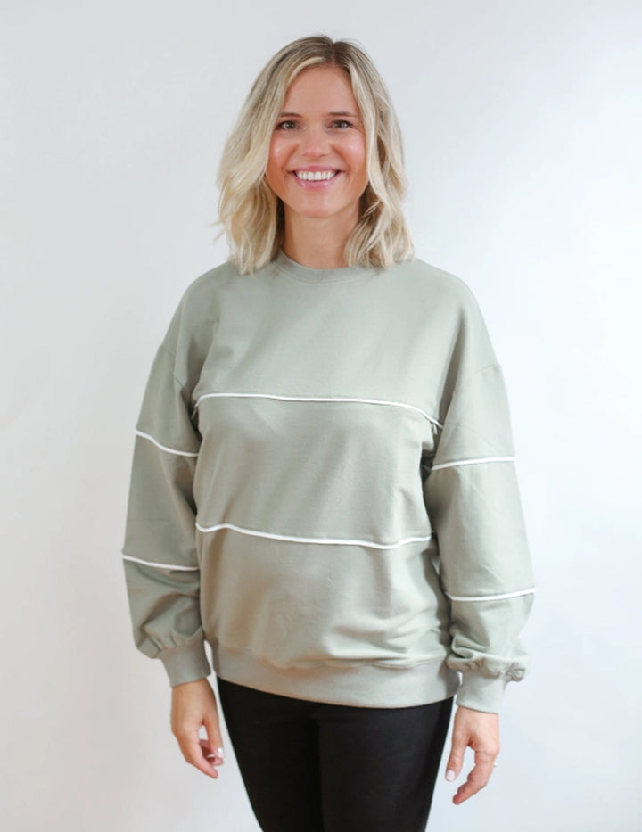 French Terry Nursing Sweatshirt with Piping - Milk & Baby